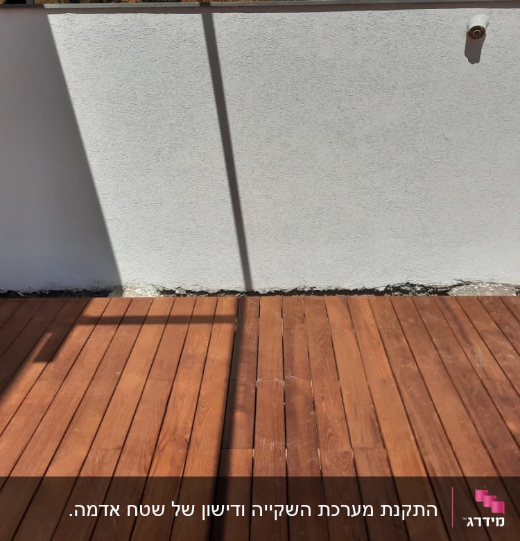 רצפת עץ על מרפסת ללא אלמנטים של גינון